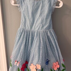 Mini Boden Light Blue Dress with Floral Accents